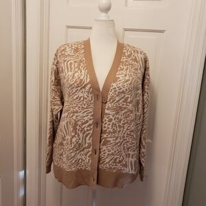 Simply Vera Vera Wang XLarge Dropped Shoulder Button Up Pattern Cardigan, Casual